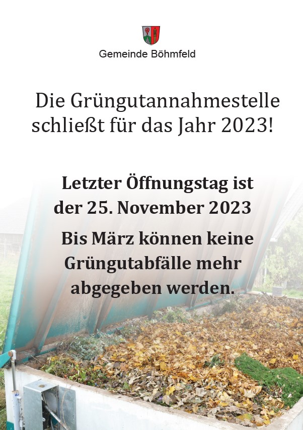 Grüngutannahmestelle schließt am 25.11.23