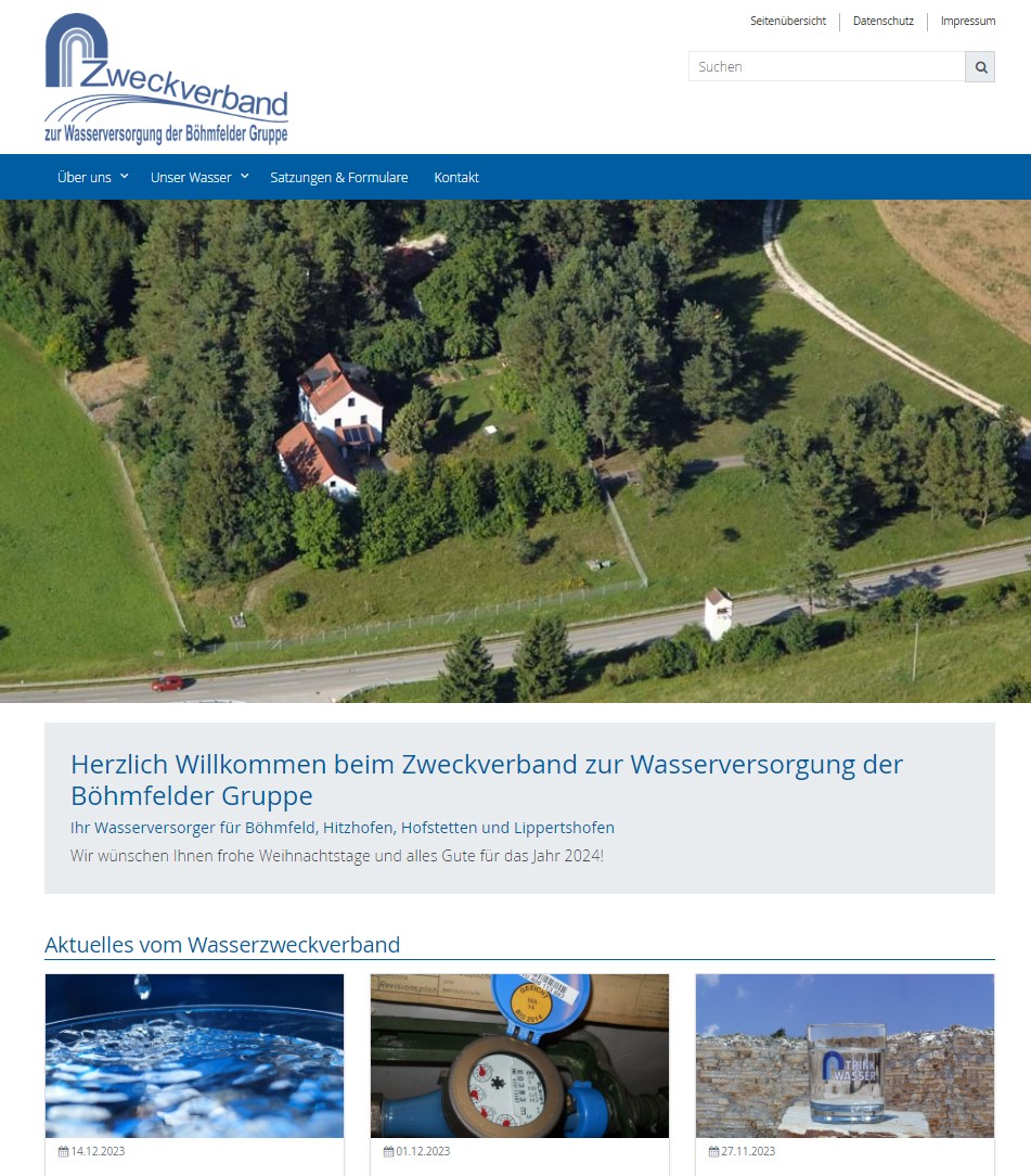 Homepage Wasserzweckverband