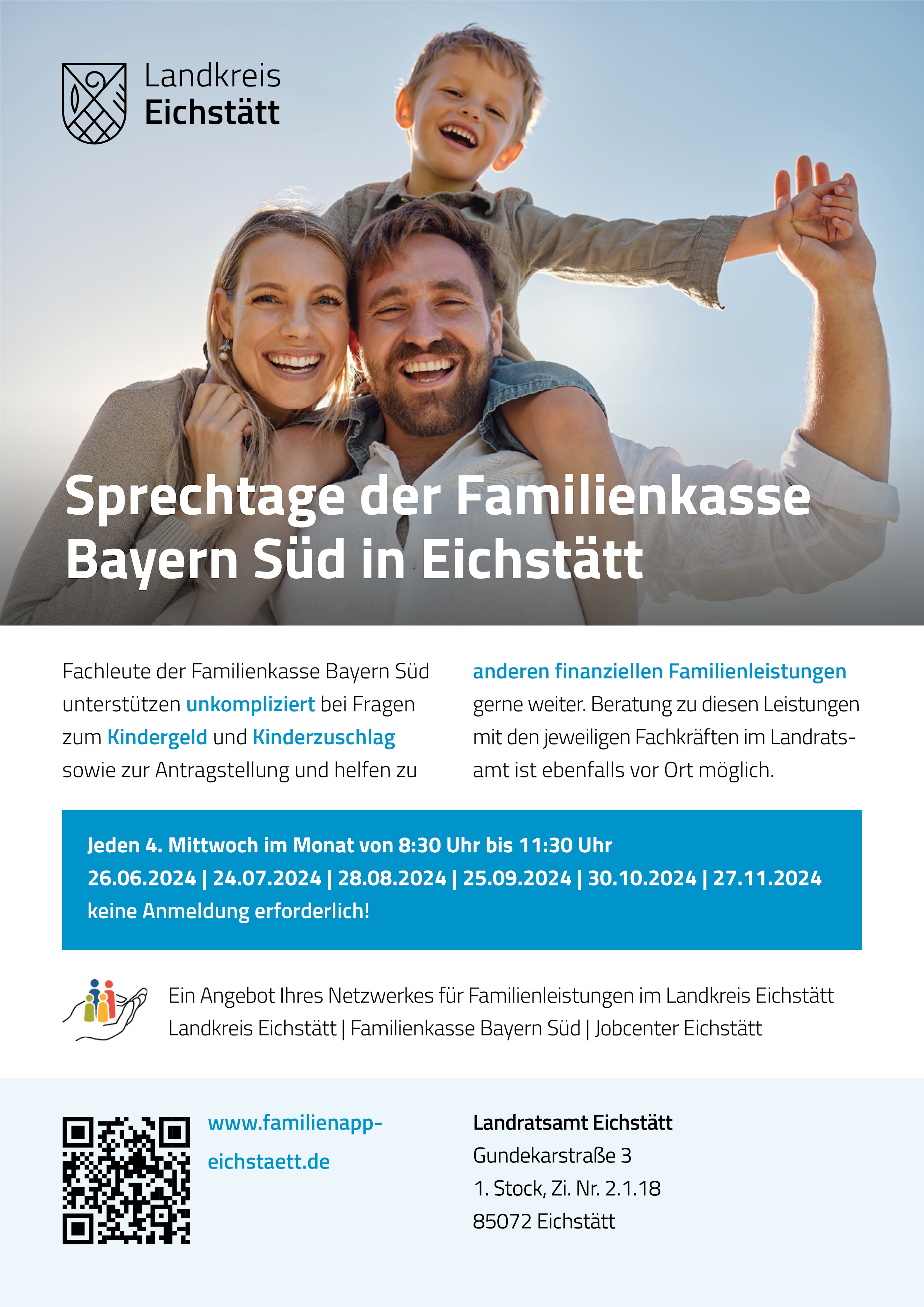 Plakat Sprechtage Familienkasse 2024