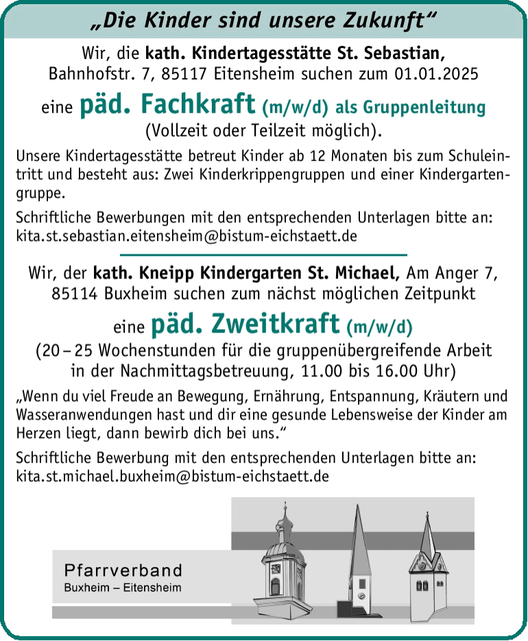 Stellenanzeige vom Pfarrverband Buxheim - Eitensheim