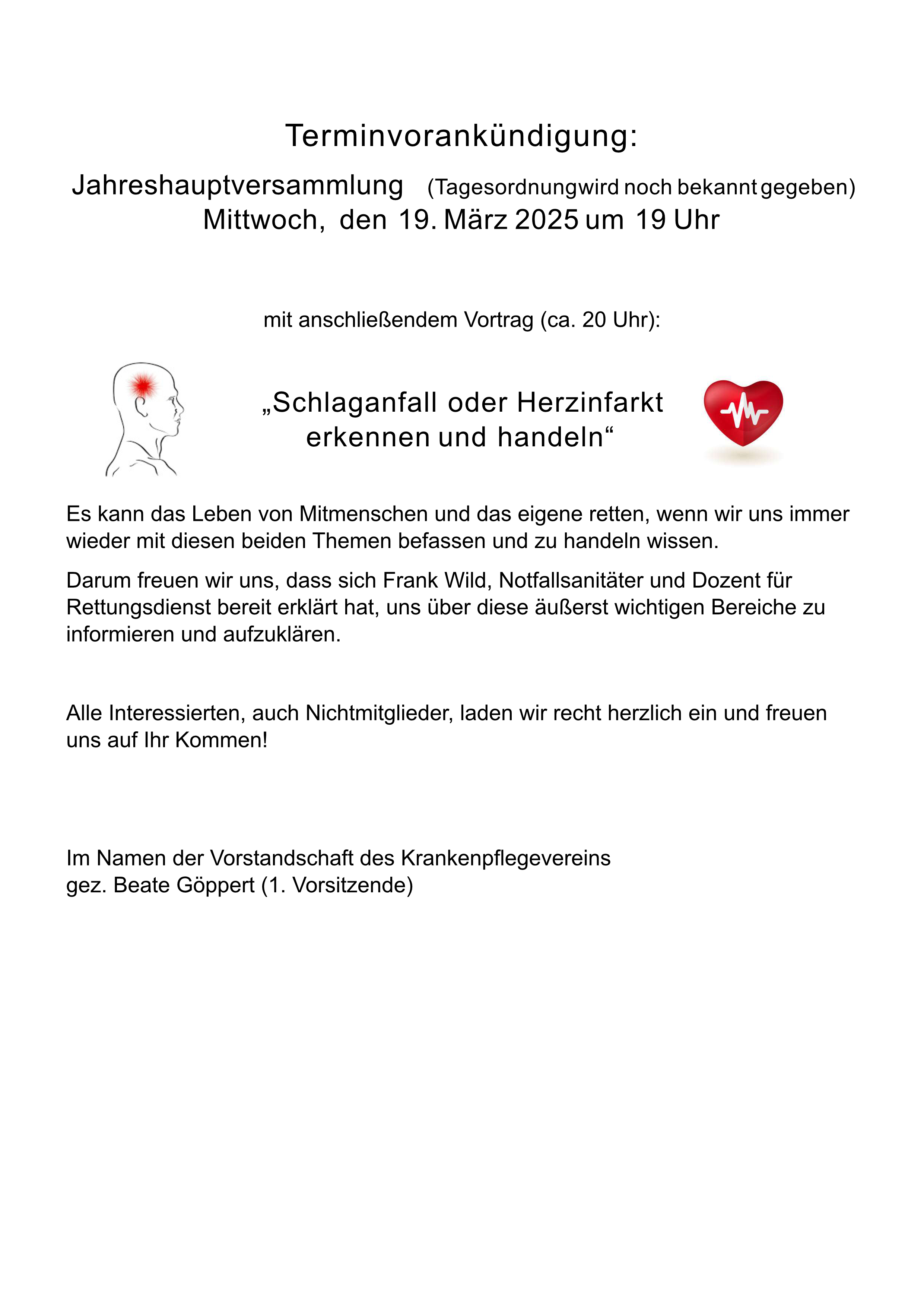 Herzliche Einladung zur Versammlung mit Vortrag