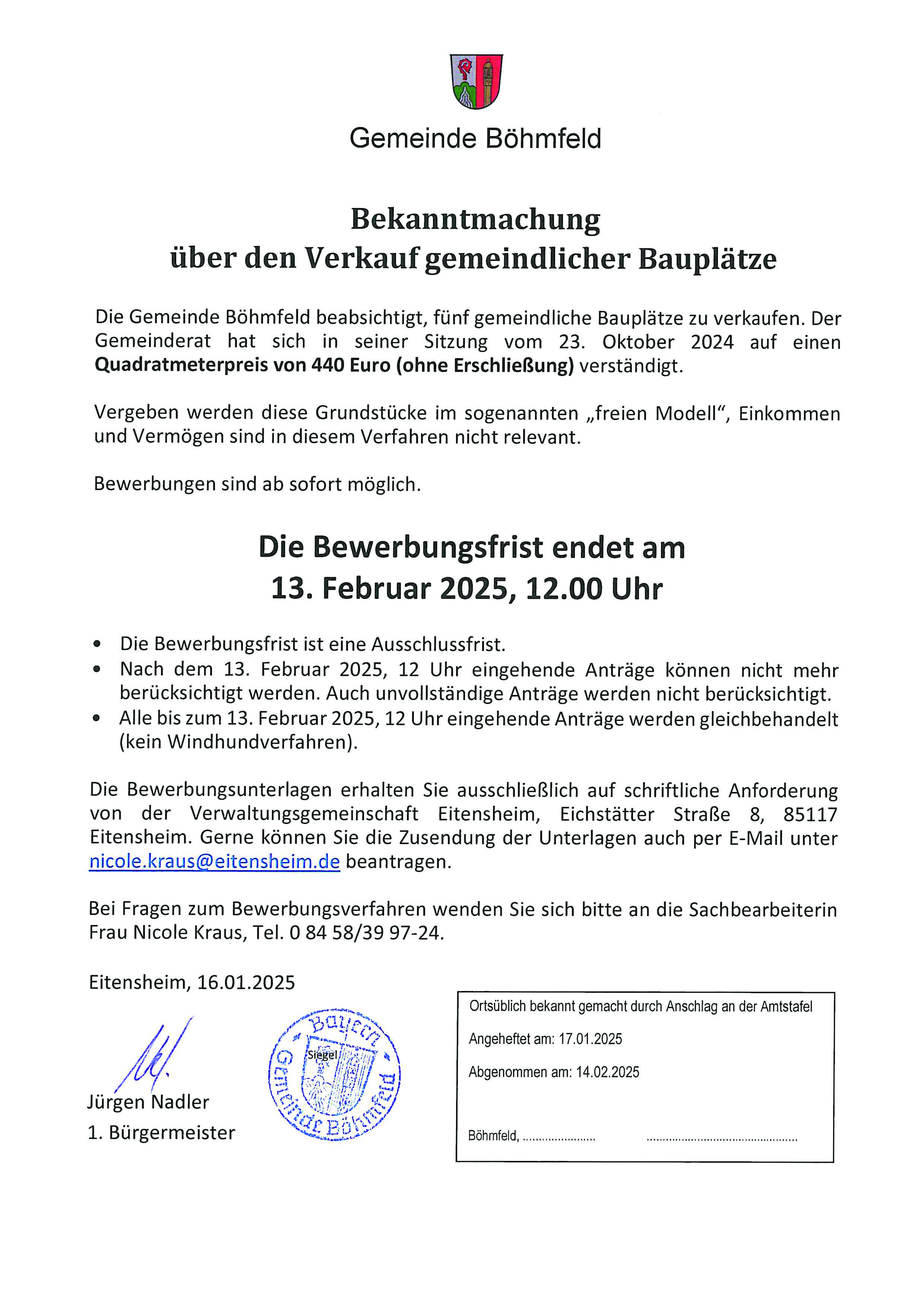 Bauplatzverkauf startet