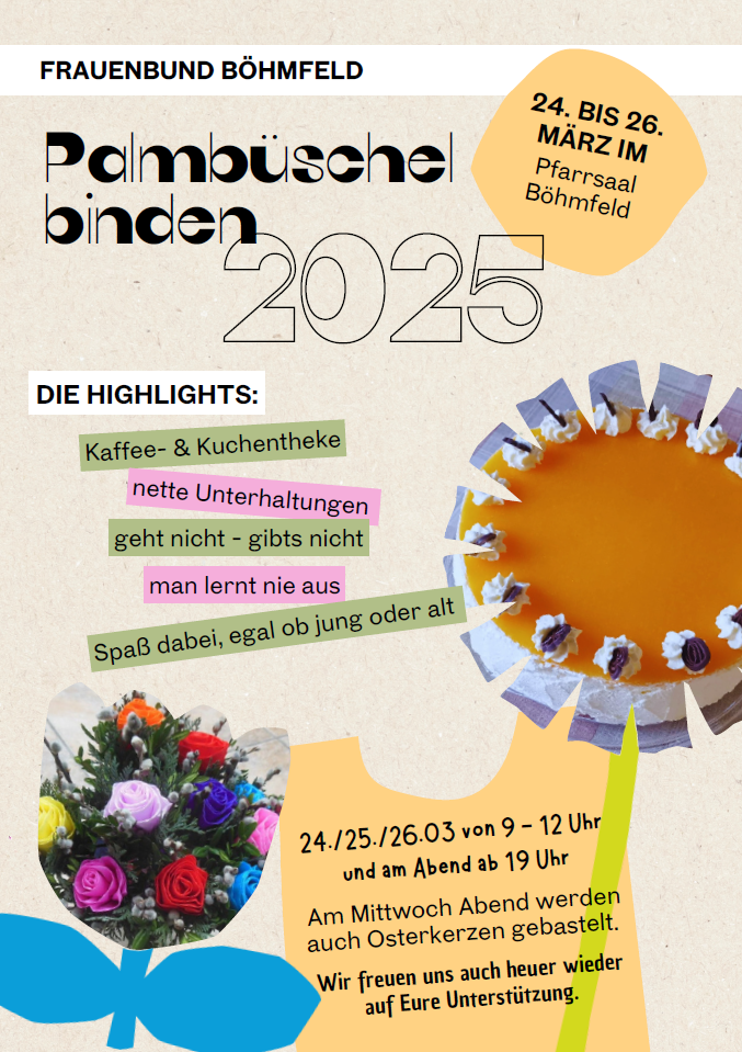 Palmbüschelbinden im Pfarrsaal