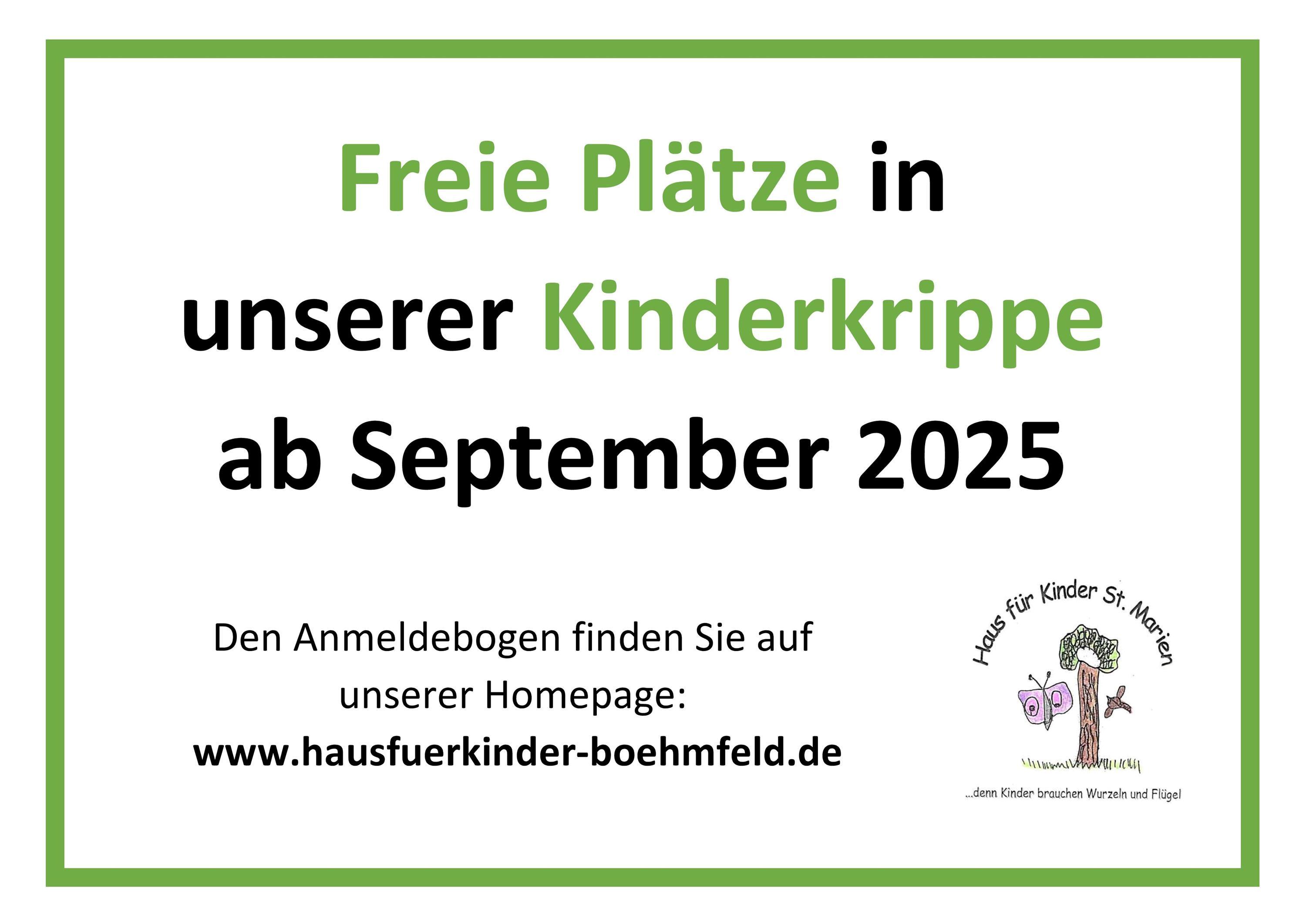 Aushang Freie Plätze Kinderkrippe