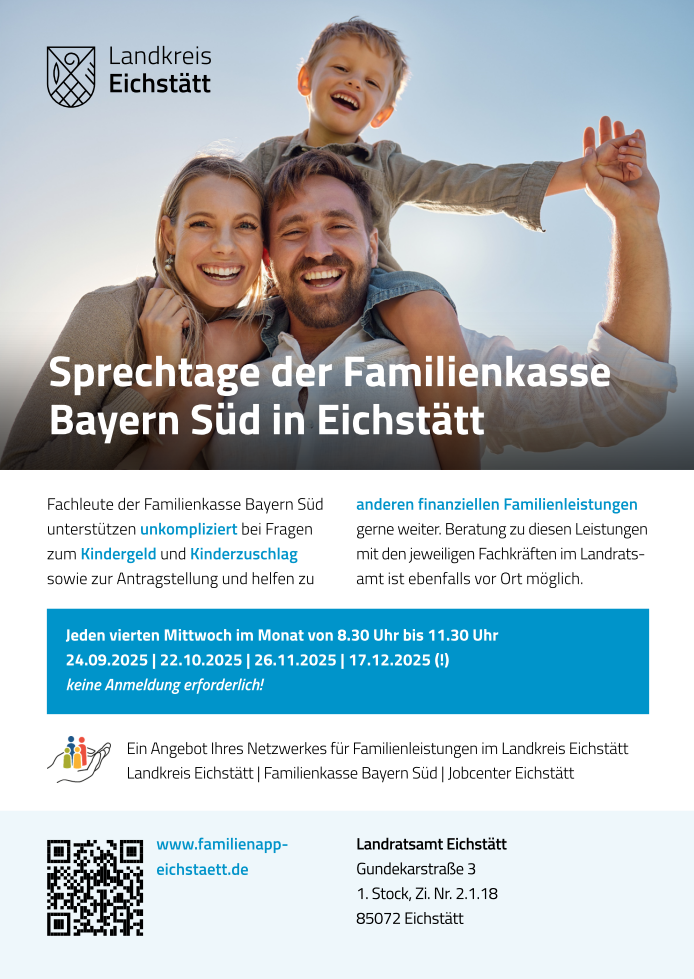 Sprechtage der Familienkasse Bayern Süd in Eichstätt