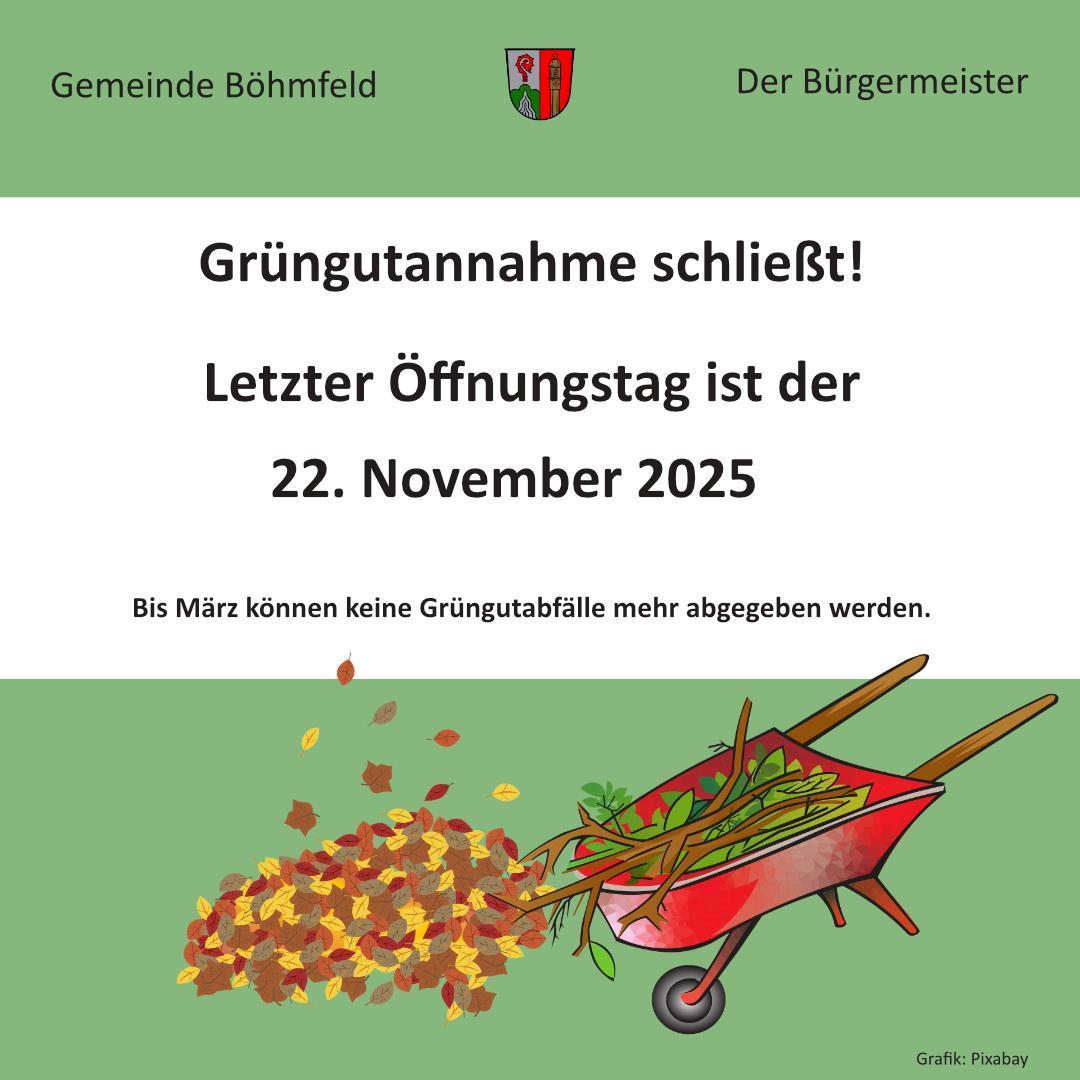 Die Grüngutannahmestelle schließt für das Jahr 2025!